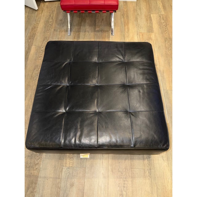 Transitional Mitchell Gold + Bob Williams Leather Cocktail Ottoman / Coffee Table, 38" Square For Sale - Image 3 of 4