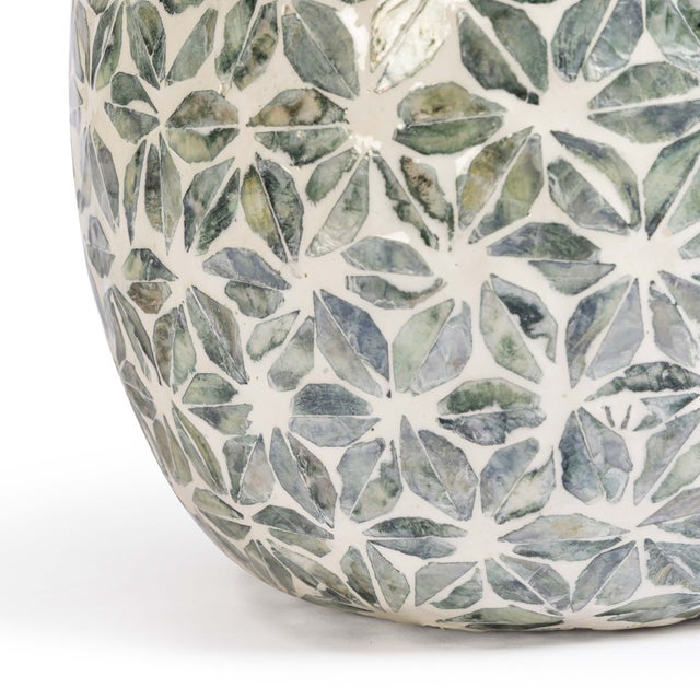 Yaya Flower Green Capiz Shell Table Lamp For Sale - Image 4 of 7