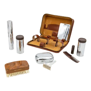 Vintage Men's Grooming Kit With Leather Case