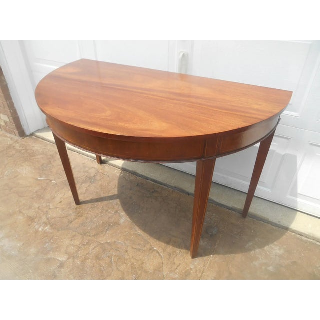 Traditional Vintage Baker Furniture Demi-Lune Console / Foyer Table For Sale - Image 3 of 9