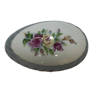 Vintage Lusterware Floral Design Lidded Trinket Box For Sale
