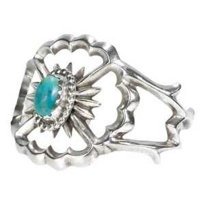 Vintage Old Pawn Navajo Silver & Turquoise Cuff Bracelet