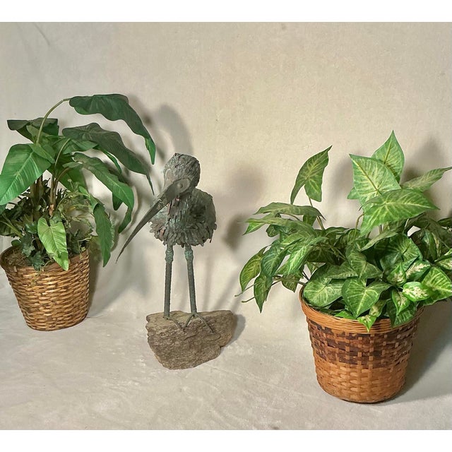 Vintage 50s 60s Ibis Sculpture Copper Natural Verdigris on Stone Base For Sale - Image 11 of 12