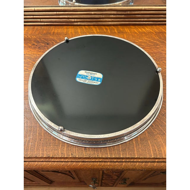 Vintage 1960’s Crescent Silverplate & Micarta 15” Round Footed Gallery Bar Tray For Sale In New Orleans - Image 6 of 8
