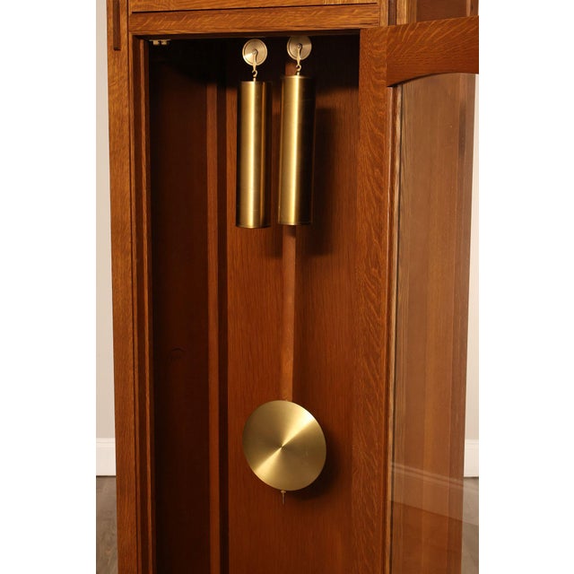 Brown Stickley Mission Collection Oak Tall Case Clock For Sale - Image 8 of 18