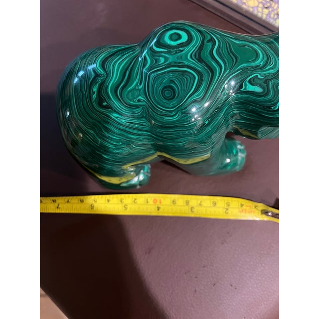 Gemstone Malachite (From Congo) Bear Beautiful Malachite Bear Statue. Deep Green Colors. For Sale - Image 7 of 7