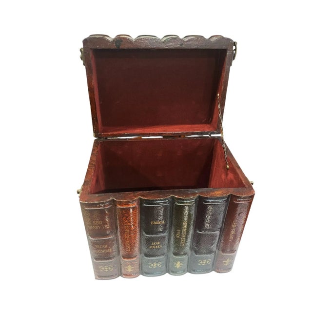 Wood Vintage Wooden Box for Decoration in the Shape of Books, With Lid For Sale - Image 7 of 7