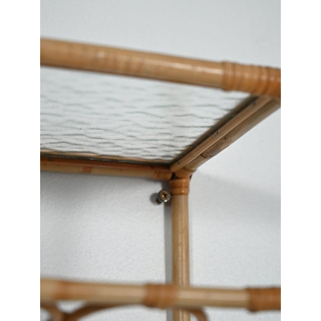 Wood Suspended Bamboo Bedside Table, 1960s For Sale - Image 7 of 10