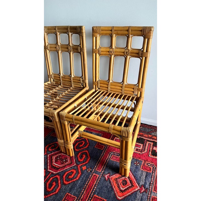 1980s Brown Jordan Rattan & Bamboo Chairs 1980 - A Pair For Sale - Image 5 of 11