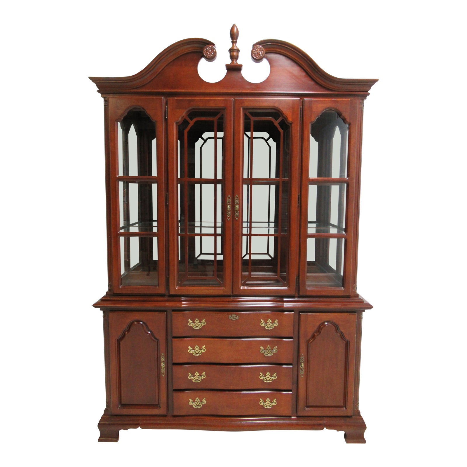 Lexington Chippendale Cherry Hutch China Breakfront Chairish