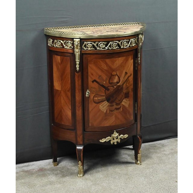 Small Mid-19th Century Louis XVI Marquetry Parlor Cabinet For Sale - Image 16 of 18