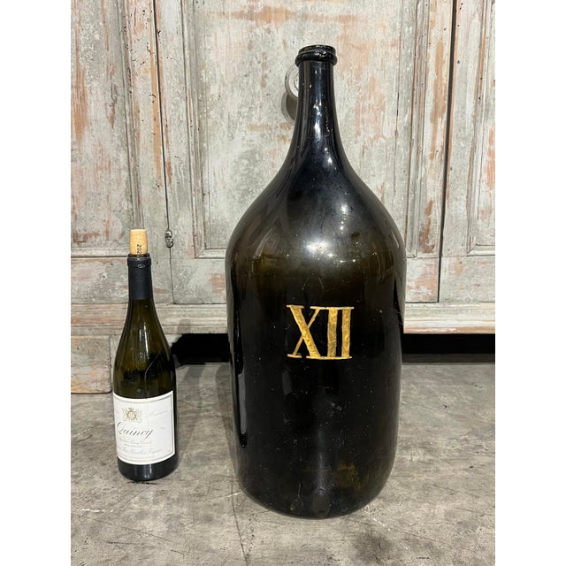 Brown Large Antique French Hand Blown and Painted Wine Bottle, Normandy, Circa 1880s For Sale - Image 8 of 8