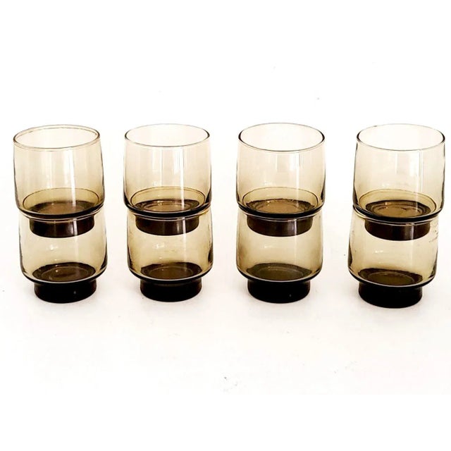 Offered is a set of 8 Old Fashioned lowball tumblers from Libbey Glass in their iconic mid 20th century Tawny Accent...