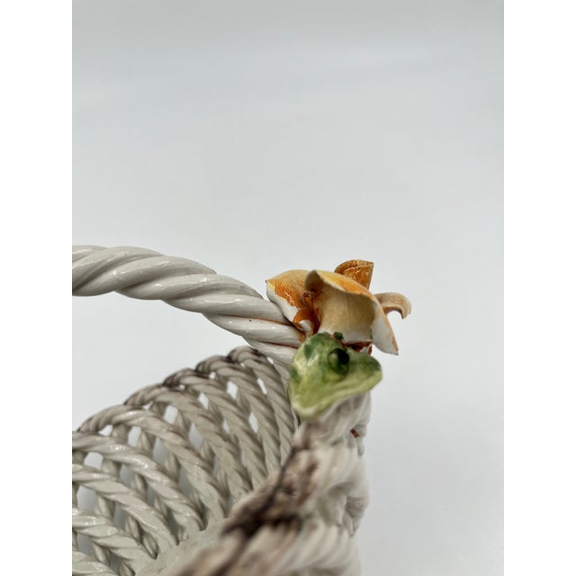 Vintage Italian Capodimonte Woven Rose Basket For Sale - Image 11 of 12