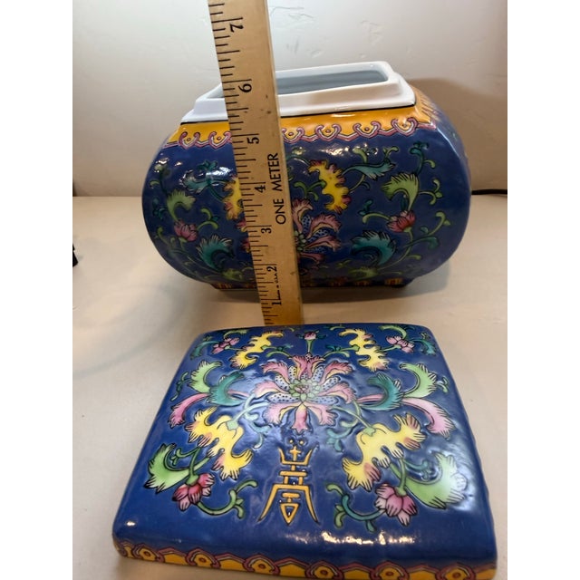 1990s Vintage Twisted Lotus Cloisonné Style Asian Décor Bright Colors Floral Design For Sale - Image 5 of 12