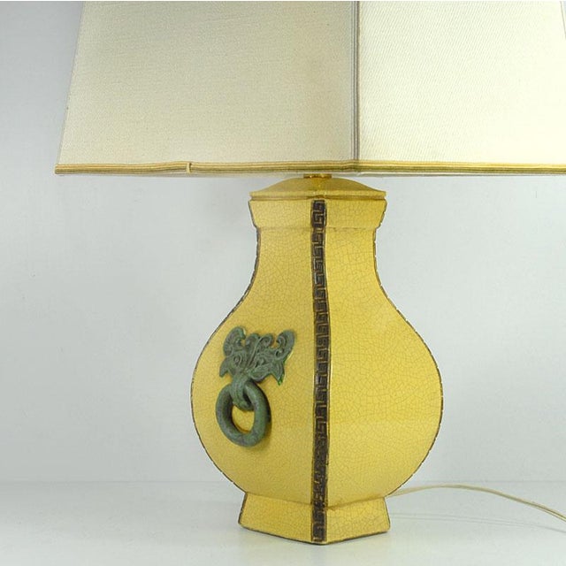 Gray Ceramic Table Lamp in the style of Ugo Zaccagnini, 1960s For Sale - Image 8 of 11