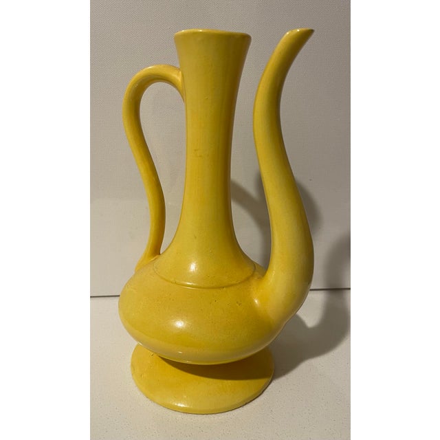 20th C. Mid Century Modern Sculptural Yellow Ceramic Ewer, Italian Style For Sale In San Diego - Image 6 of 10