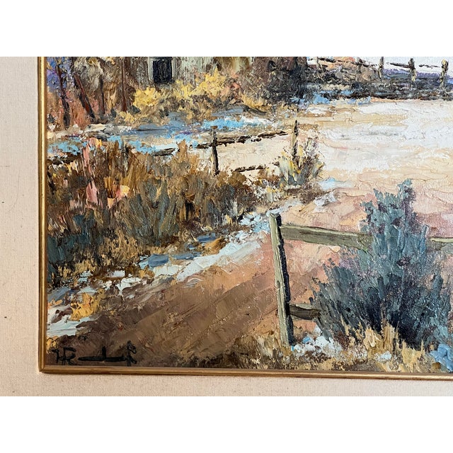 Hans Ressdorf Original Oil Painting Church Canoncito New Mexico 18x24 Southwest For Sale - Image 10 of 11