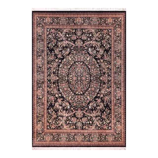 Shabby Chic Art Nouveau 1990's Pak-Persian Black/Black Wool Rug - 9'0'' X 12'3'' For Sale