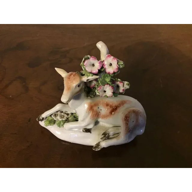 18th Century Antique 1765 English George III Derby Porcelain Deer Figure For Sale - Image 5 of 11
