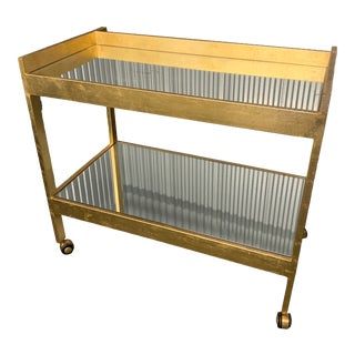 Gia Hollywood Regency Gold Mirror Bar Cart For Sale