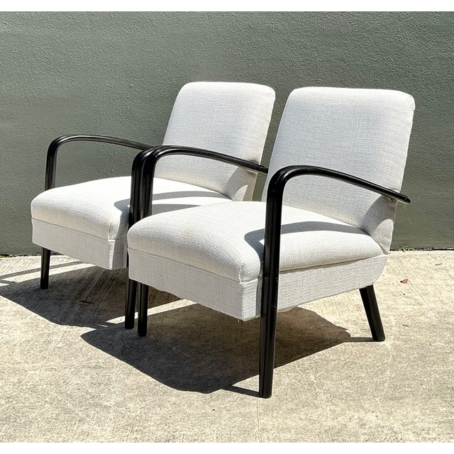 Vintage MCM Black Wood Lounge Chairs - Pair For Sale - Image 13 of 13