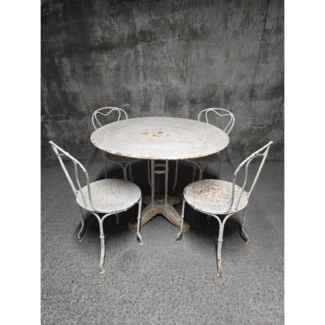 Wrought Iron Garden Table and Chairs, 1930s, Set of 5 For Sale - Image 12 of 12