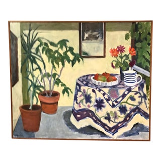 Mid Century Modern Signed Oil Painting on Canvas For Sale