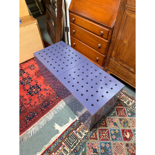 Purple Peg Board Storage Table on Casters For Sale - Image 10 of 12