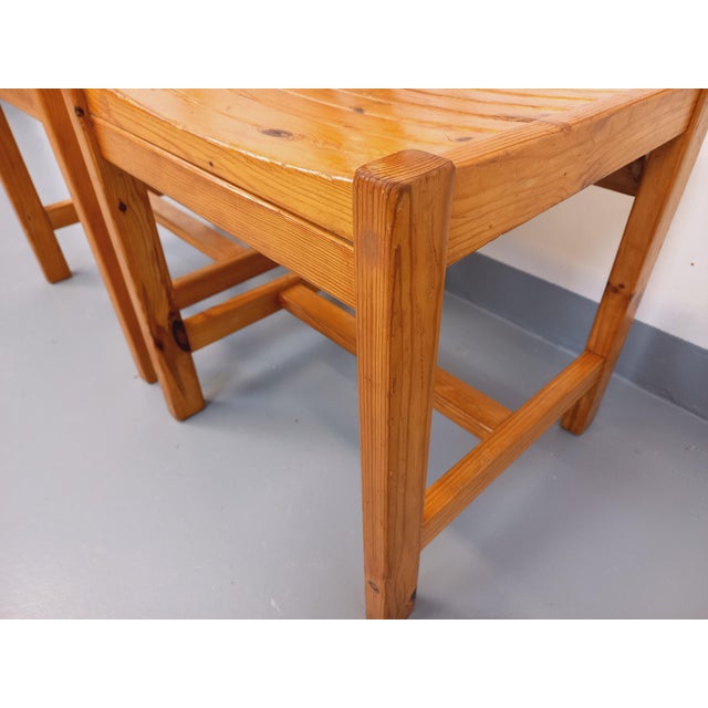 Tan Set of Vintage Pine Chairs, 1970s For Sale - Image 8 of 15