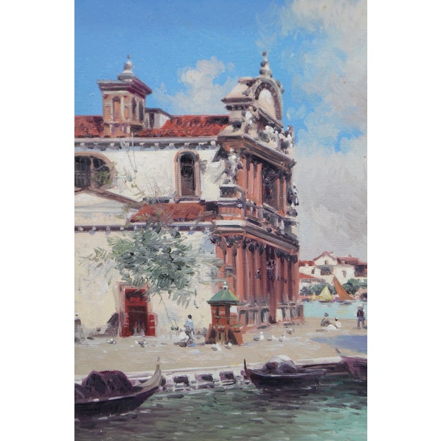 Blue Vasily Gribennikov Venice Santa Maria Del Giglio Oil Painting 18" For Sale - Image 8 of 12