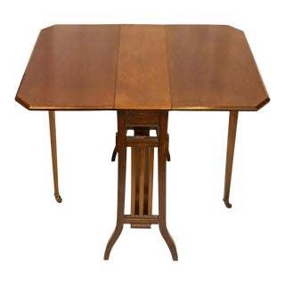 Arts & Crafts Mahogany Drop-Leaf Sutherland Table, Labeled, British, Ca. 1900 For Sale