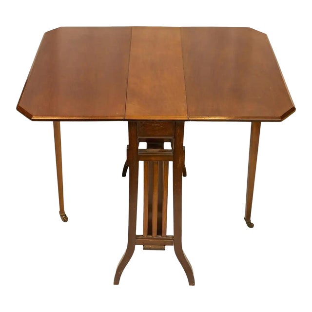 Arts & Crafts Mahogany Drop-Leaf Sutherland Table, Labeled, British, Ca. 1900 For Sale
