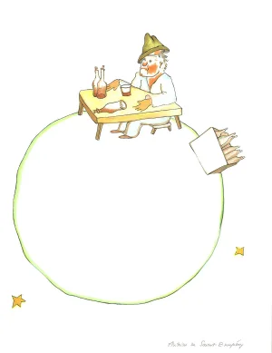 Antoine De Saint Exupery 'The Drunkard (Md)' Modernism White,Green,Yellow,Pastel France Lithograph