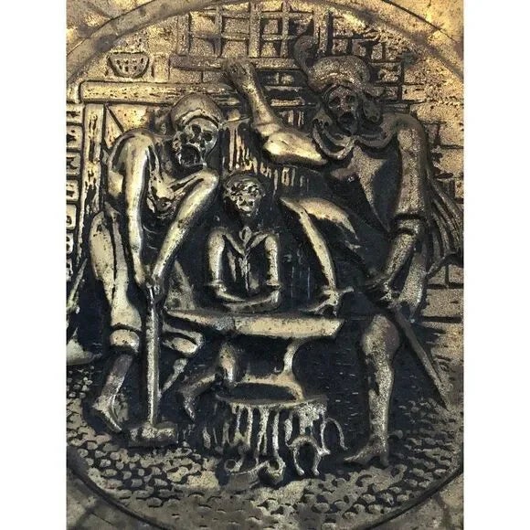 Late 18th Century Elpec Brassware of Distinction Soldered Brass Pitcher Plates- 4 Pieces For Sale - Image 9 of 12