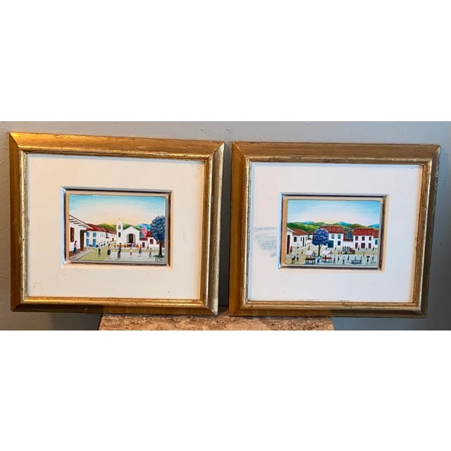 Vintage Miniature Mexican Themed Paintings Signed, Framed - a Pair For Sale - Image 10 of 12