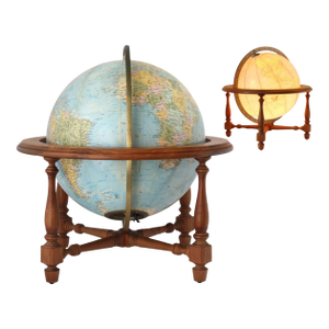 Large Vintage Lighted Globe/ Lamp on Wood Stand