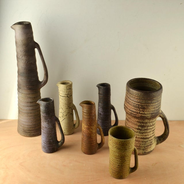 Mid-Century Ceramic Studio Vases in Muted Colors, Set of 7 For Sale - Image 9 of 18