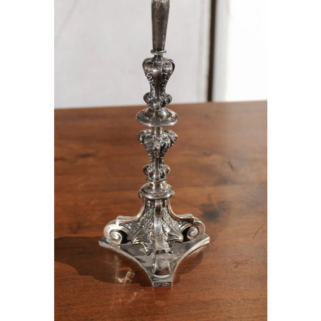 19th Century English Late Victorian Epergne with Silver Base and Crystal Vase For Sale - Image 4 of 12