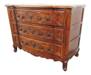 Louis XV Cherry Carved 3 Drawer Commode / Dresser