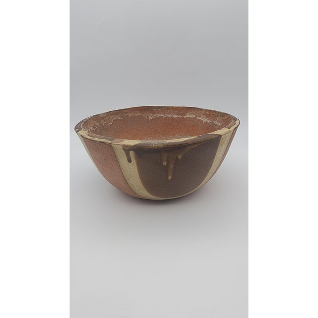 Ceramic Vintage Studio Pottery Creasey Style Drip Glaze Bowl For Sale - Image 7 of 11