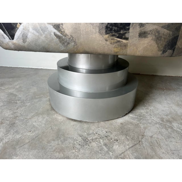 80's Karl Springer - Style Postmodern Swivel Lounge Chairs - a Pair For Sale - Image 9 of 12