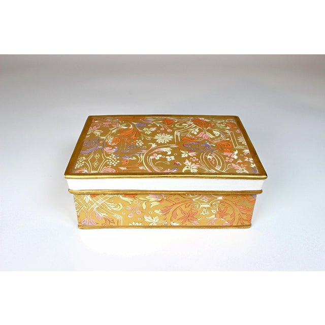 1960's Gilded Italian Floral Porcelain Trinket Box For Sale - Image 11 of 11