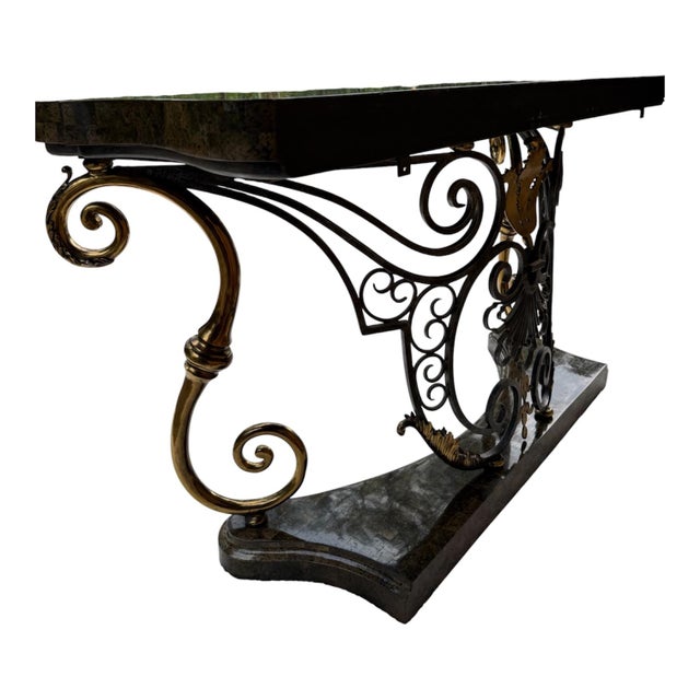 Vintage Henredon Tessellated Stone Console With Sculptural Gold-Tone Scrollwork For Sale - Image 17 of 18