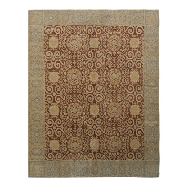 Rug & Kilim’s European Style Rug in Beige-Brown and Blue All Over Pattern For Sale