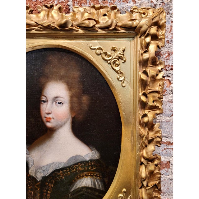 Black 17th Century Portrait of a Aristocratic Woman - Oil Painting For Sale - Image 8 of 11