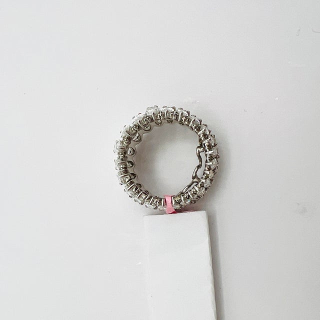 White Diamond Marquise Double Row Eternity Band Ring in Platinum For Sale In Los Angeles - Image 6 of 7