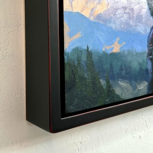 Heading Down by Judd Mercer | Oil on Wood Panel Portrait of a man in a plaid shirt and hat outdoors. For Sale - Image 4 of 4