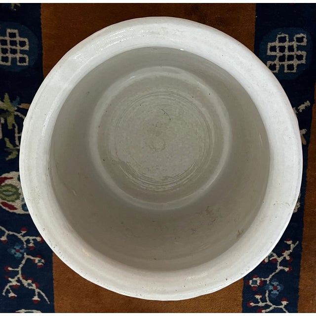 American Art Pottery White Barrel Form Flower Pot Planter or Jardiniere For Sale In New York - Image 6 of 12