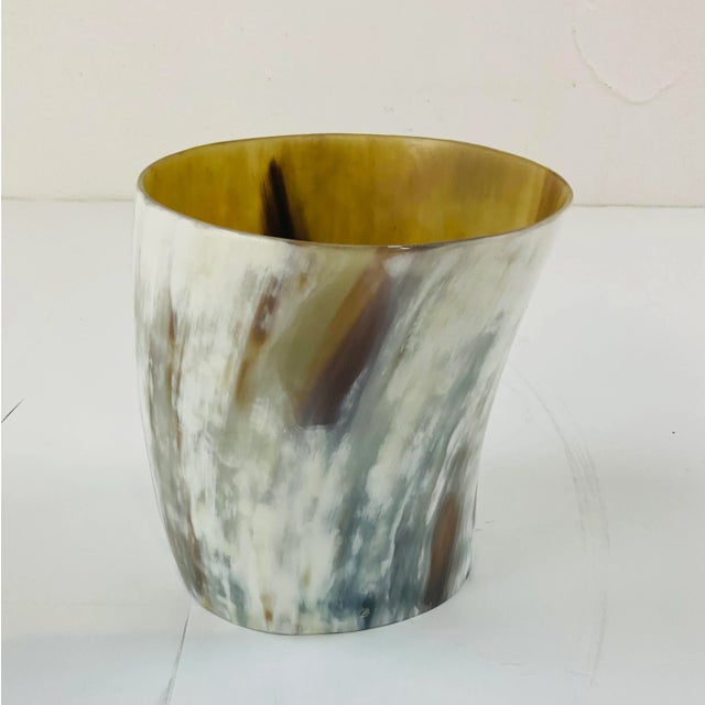 Original retail $240, stylish Made Goods Modern Faux Buffalo Horn Vase, showroom floor sample, diameter and finish will...